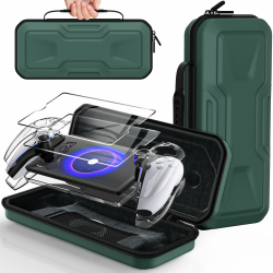 FYOUNG Tasche Zubehör für PlayStation Portal, Full Protection Bundle mit Schutz Glas Bildschirmschutz, klare Hülle, Hartschale Portable Reisetasche für PS5 Portal Remote Player Grün Angebot bei HelloDeals