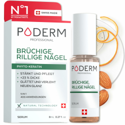 PODERM - BRÜCHIGE, GERILLTE UND STRAPAZIERTE NÄGEL | Rein pflanzliche Behandlung | Regeneriert, stärkt| Professionelle Fuß-/Handpflege | Einfach & schnell | Swiss Made, Farblos, 8 ml (1er Pack) Angebot bei HelloDeals