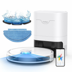 HONITURE 5000 Pa Saugroboter mit Wischfunktion, Staubsauger Roboter mit Absaugstation, Saugkraft Saug und Wischroboter mit LiDAR Navigation für Tierhaare Teppche und Hartböden mit App, Alexa, 200 Min Angebot bei HelloDeals