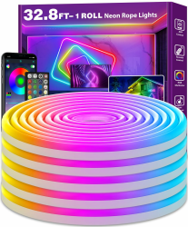 10m LED Neon Seillichter, Steuerung mit App/Fernbedienung, Flexibles LED Seillicht, Mehrere Modi, IP65 Outdoor RGB Neonlichter Wasserdicht Angebot bei HelloDeals
