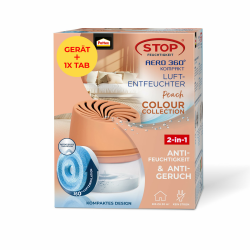 Pattex AERO 360° Kompakt Luftentfeuchter Peach Colour Collection, 1 Gerät inkl. 1 Nachfülltab, Raumentfeuchter für effektive Luftzirkulation, Raumluftentfeuchter reduziert Luftfeuchtigkeit Pfirsich Luftentfeuchter + 1 x 450g Nachfülltabs Neutral Angebot bei HelloDeals