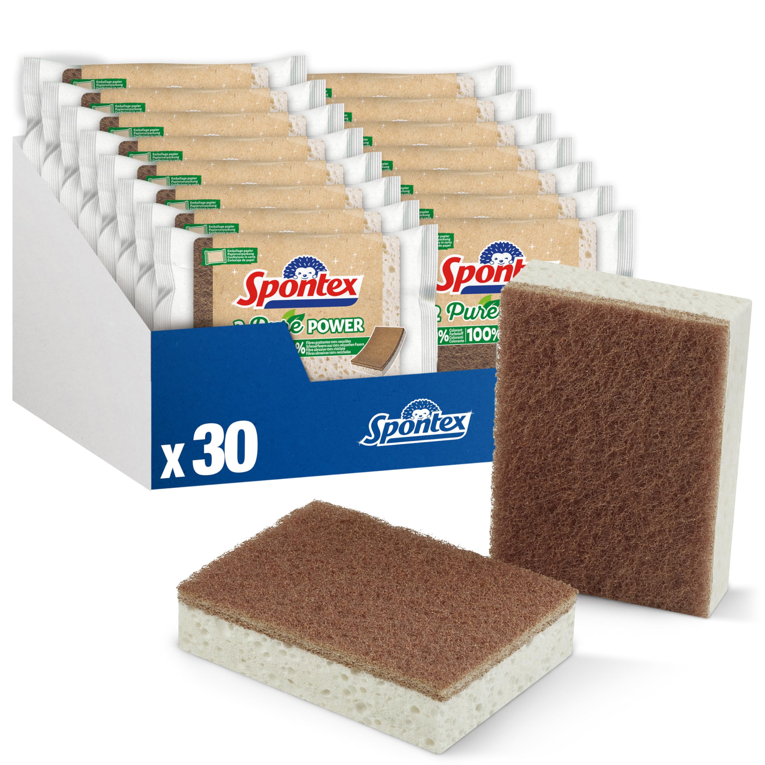 Spontex Pure Power 30 Stück, Reinigungsschwämme mit Scheuervlies aus 100% Recyclingfasern, 15 x 2 Stück 30 Stück (neu) Angebot bei HelloDeals
