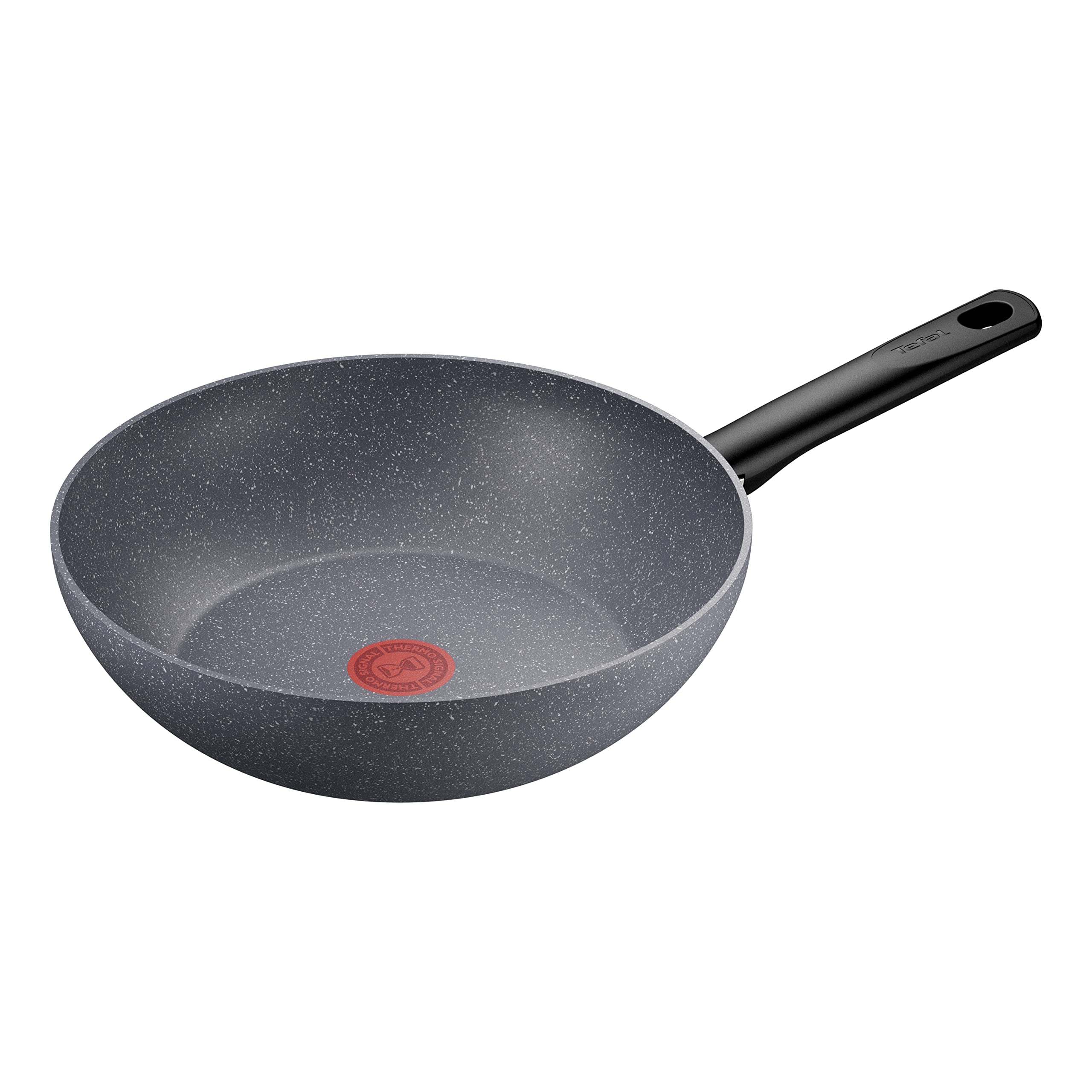 Tefal G28019 Natural On Wokpfanne 28 cm | Mineralia+ Antihaftversiegelung | Thermo-Signal für alle Herdarten geeignet Induktion | Thermo-Fusion | Mineralia Stein-Effekt, Grau Wokpfanne 28cm Angebot bei HelloDeals