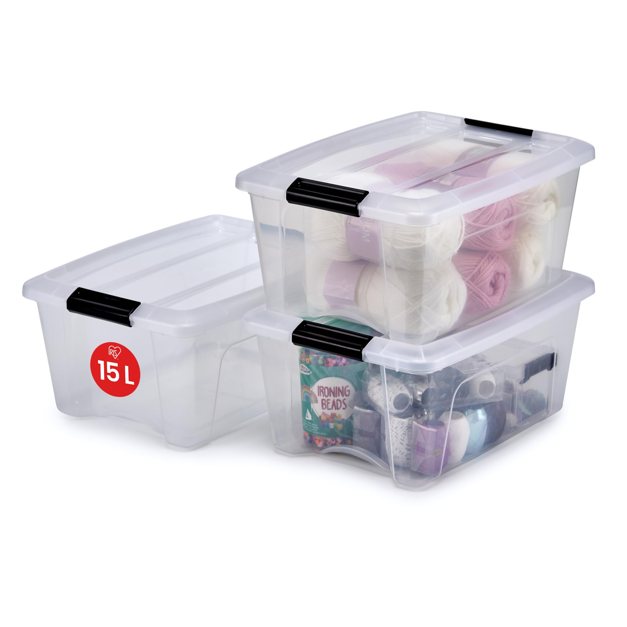 Iris Ohyama Aufbewahrungsboxen mit Deckel, 15L, 3er-Set, Transparent, Sicherer Verschluss, Stapelbar, Griffe, Schlafzimmer, Schrank, Büro, Organisation, BPA-freies Plastik, Ordnungsboxen, NTB-15 15 L 3er-Set Angebot bei HelloDeals