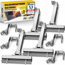 2X Balkonkraftwerk Halterung Balkon ECKIG für alle Solarpanel-Größen Solarmodul Halterung aus robustem Aluminium für ECKIGE Geländer I Solar Befestigung Winkel 0 ° - 30° neigbar I Version 2026 Für eckige Geländer 2.0 Angebot bei HelloDeals