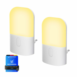 GRIFEMA 2 Stück Nachtlicht Steckdose mit Dämmerungssensor, 3-stufig dimmbar (2700K Warmweiß), Kinder-Nachtlicht für Schlafzimmer, Treppen, Küche, 0,5W Energiesparend & Kindersicher Angebot bei HelloDeals