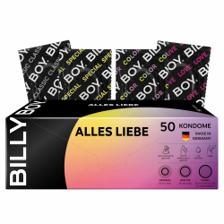 BILLY BOY Kondome Alles Liebe 50er | 52 mm, 55 mm, 56 mm | Kondommix in verschiedenen Passformen | Transparent, farbig, fruchtig, Rippen/Perl & mit integriertem Ring | 1x50 Stück Angebot bei HelloDeals