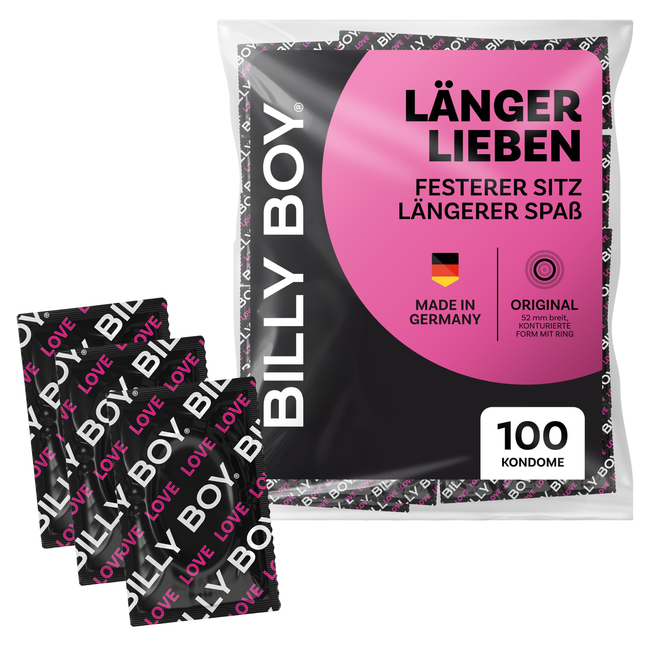 BILLY BOY Kondome Länger Lieben 100er | 52 mm | ORIGINAL mit Ring | Kondome für ein längeres und intensiveres Erlebnis (1x100 Stück) 1 stück (100er Pack) Angebot bei HelloDeals