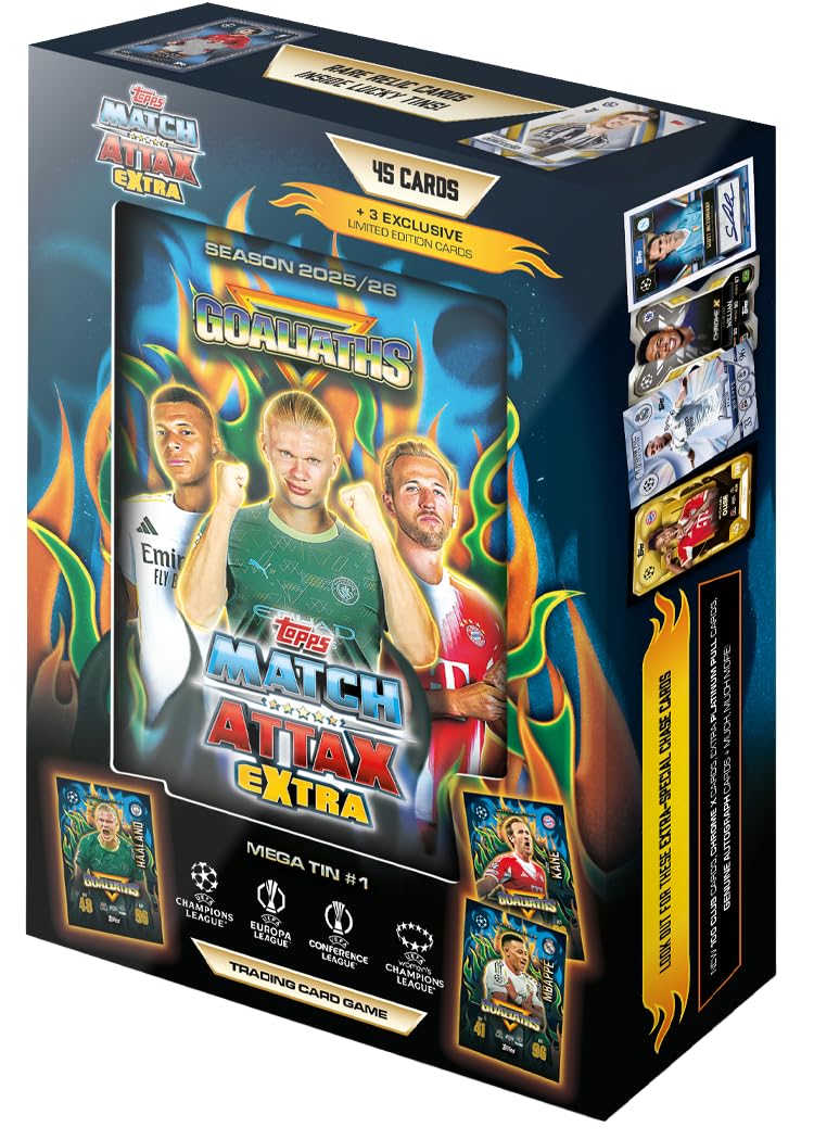 Topps UCC Match Attax Extra 2026 - Mega Tin - Goliaths - enthält 48 Karten, darunter 3 Goliaths-LE-Karten. Angebot bei HelloDeals