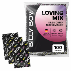 BILLY BOY Loving Mix 100er Kondommix | Passform: ORIGINAL (52mm) und BREITER (56mm) | verschiedene Sorten gemischt (1x100 Stück) Angebot bei HelloDeals