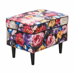 LAUREL Fußhocker gepolstert mit floralem Muster - Vintage Polsterhocker für Sessel, Couch und Sofa - 63 x 43 x 42 cm (B/H/T) 42T x 63B x 43H cm Angebot bei HelloDeals
