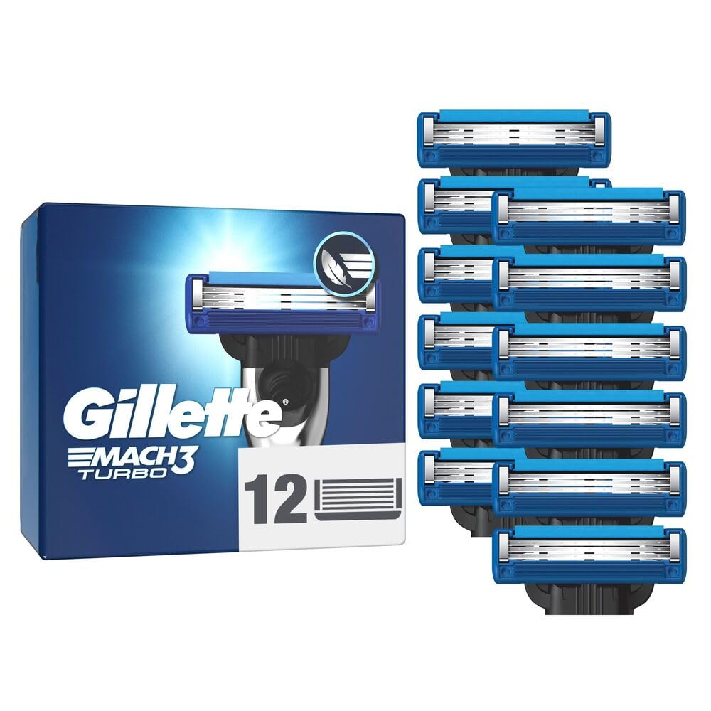Gillette Mach3 Turbo Rasierklingen für Männer, 12 Original Gillette Ersatzklingen, Klingen für Herren mit Gleitstreifen für ein sanftes Gleiten und Klingenbeschichtung 1 stück (12er Pack) NEU Angebot bei HelloDeals