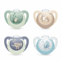 NUK First Choice Day & Night Baby Schnuller | 0-6 Monate | Orthodontische Beruhigungssauger, die im Dunkeln leuchten | Beruhigt 99% aller Babys** | Sortiert | 4 Stück Angebot bei HelloDeals