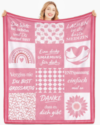 Geschenke für Freundin Kuscheldecke 150 x 200cm - Umarmung Decke für Frauen, Geschenk für Beste Freundin Schwester Kollegin Mutter Tochter die Lieben - zum Geburtstag Valentinstag Weihnachten Rosa Umarmdecke 150 x 200 cm Angebot bei HelloDeals