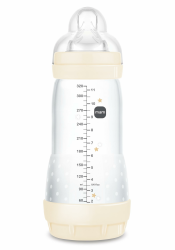 MAM Anti-Kolik-Flasche, ab 4 Monaten, 320 ml, mit Sauger mit 3 schnellen Durchfluss aus Silikon, leicht anzunehmen, selbststerilisierend und leicht zu reinigen, Easy Start Anti-Colic, glänzend Angebot bei HelloDeals