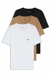 BOSS Herren Tshirt RN 3P Classic Dreierpack T-Shirts aus Baumwolle mit Logo-Stickerei Beige XXL Angebot bei HelloDeals