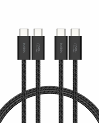 Belkin 2er-Pack geflochtenes USB-C auf USB-C Ladekabel, 1,5 m, 240W, biegsames, flexibles Schnellladekabel, USB-C kabel für iPhone 17 und 16, Galaxy S25, Pixel 10, iPad Pro usw. – Schwarz Angebot bei HelloDeals