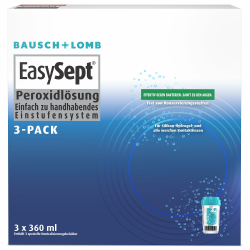 Bausch + Lomb EasySept Peroxidlösung - Kontaktlinsendesinfektions-Lösung für weiche Kontaktlinsen, Einstufen-Peroxidsystem mit Behälter, 3er Pack, 3 x 360 ml 360 ml (3er Pack) Angebot bei HelloDeals