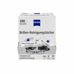 ZEISS Brillen-Reinigungst?cher mit Alkohol 200 St?ck zur schonenden & gr?ndlichen Reinigung Ihrer Brillengl?ser - jedes Tuch einzeln verpackt - ideal f?r unterwegs oder auf Reisen Weiß 200 Stück Angebot bei HelloDeals