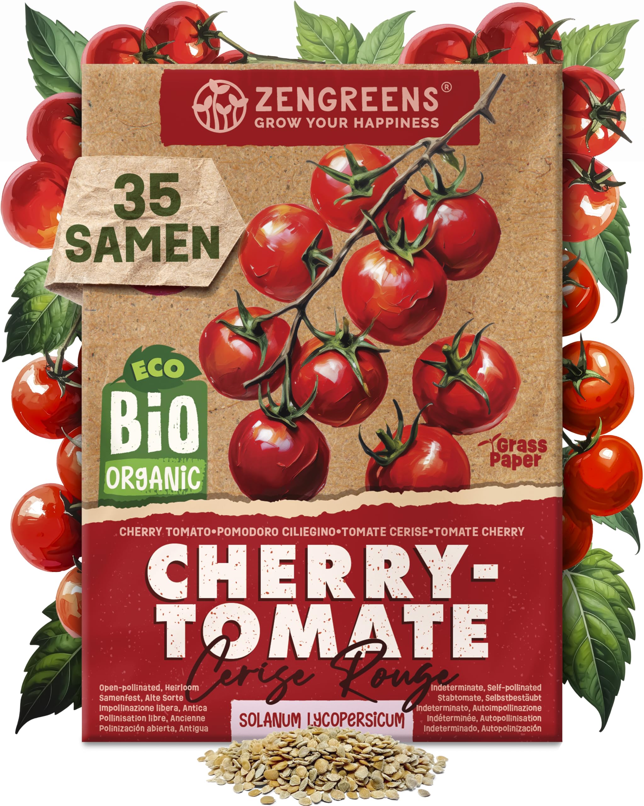 Bio Cherry-Tomaten Samen - Tomatesamen - Gemüsesamen für den einfachen Anbau im Garten, Balkon oder Hochbeet - Gemüse Saatgut - Kirschtomate - Red Cherry 013 Cherry-Tomate 'Cerise Rouge' Angebot bei HelloDeals