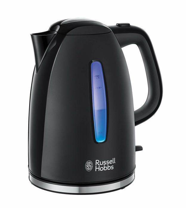 Russell Hobbs Wasserkocher Textures+, 1,7l, 2400W, LED Beleuchtung, Schnellkochfunktion, optimierte Ausgusstülle, herausnehmbarer Kalkfilter, Teekocher schwarz 22591-70 [Energieklasse A+++] 1,7l Schwarz Angebot bei HelloDeals
