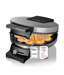 Cloer 189 Waffeleisen für eine Herzwaffel mit 16cm Durchmesser, Herzwaffeleisen mit Doppelbeschichtung, schweren Backplatten, stufenlosem Bräunungsgrad, Backampel & Signalton, Edelstahl, 930W Doppelte Antihaftbeschichtung Edelstahl Angebot bei HelloDeals