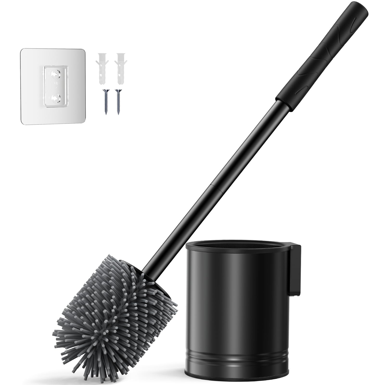 HAMITOR Klobürste Silikon Edelstahl - Toilettenbürste Schwarz Wandmontage - ein Ohne Bohren einfache reinigung- Edelstahl Wc Bürste Langlebig und Rostfrei - mit schnell trocknendem halter Badmöbel Set Schwarz 1 Stück Angebot bei HelloDeals