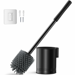 HAMITOR Klobürste Silikon Edelstahl - Toilettenbürste Schwarz Wandmontage - ein Ohne Bohren einfache reinigung- Edelstahl Wc Bürste Langlebig und Rostfrei - mit schnell trocknendem halter Badmöbel Set Schwarz 1 Stück Angebot bei HelloDeals