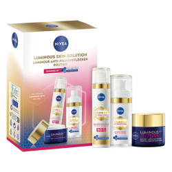 NIVEA LUMINOUS630 Gesichtspflege Set, Tagespflege (50 ml), Nachtcreme (50 ml) & Intensiv Serum (30 ml) gegen Pigmentflecken, Pflegeset für ebenmäßige und strahlende Haut Gesichtspflege Set 130 ml (1er Pack) Angebot bei HelloDeals