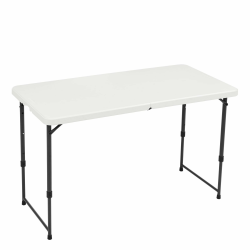 Amazon Basics Klapptisch, rechteckig, 4-fach höhenverstellbar mit Tragegriff, für drinnen und draußen, tragbar, leicht, Reisetisch, Picknick, Camping, Weiß, 121,4 x 60,7 x 86,1 cm 1,2 m Weiß Angebot bei HelloDeals