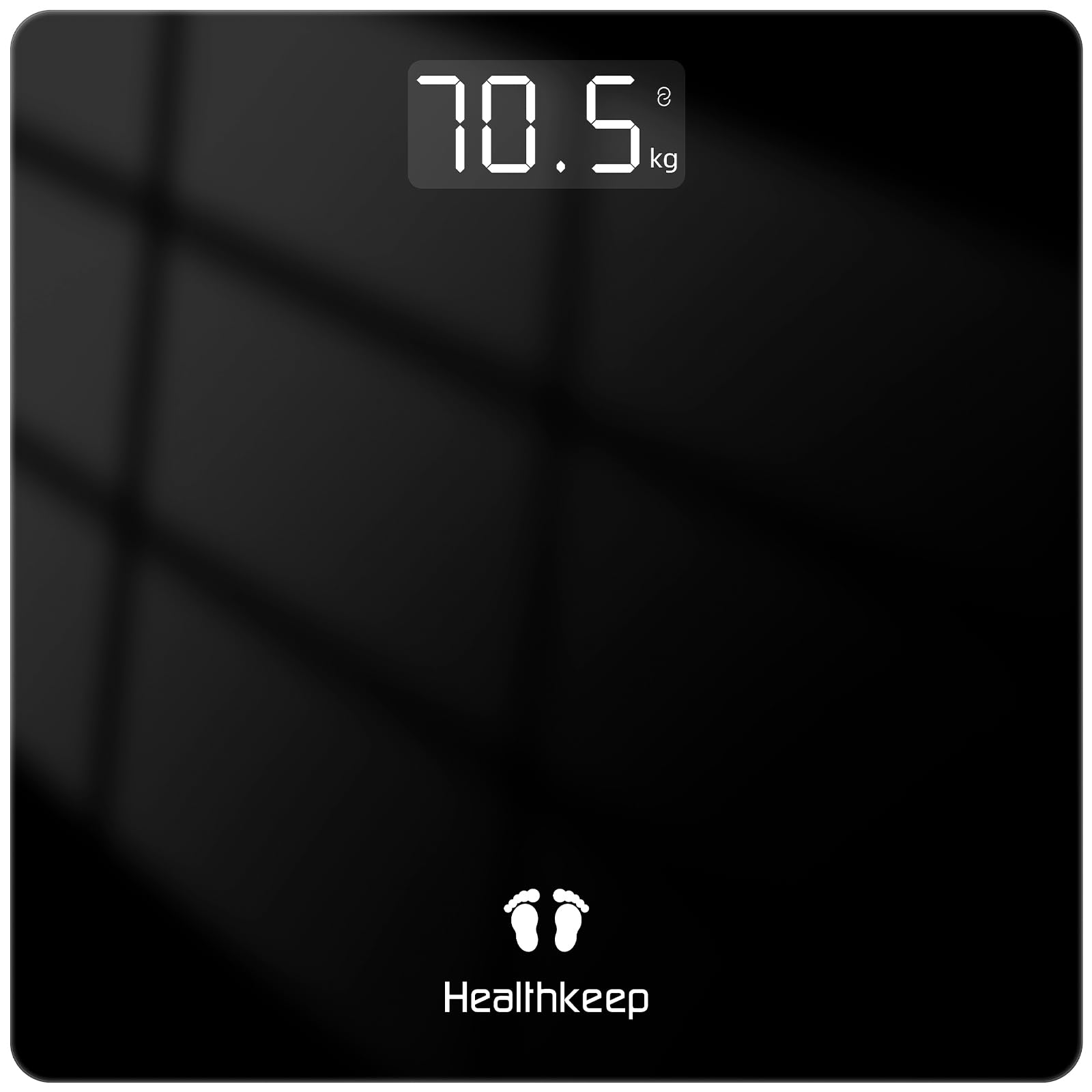 Healthkeep Personenwaage - Digital Körperwaage mit Hochpräzisions-Sensoren Tragkraft bis 180 kg, Digitalwaage mit Klare LED-Anzeig, Waage Personen aus Kompakt Siche rheitsglas 26 * 26cm-Schwarz 260 Schwarz 2025 Angebot bei HelloDeals