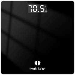 Healthkeep Personenwaage - Digital Körperwaage mit Hochpräzisions-Sensoren Tragkraft bis 180 kg, Digitalwaage mit Klare LED-Anzeig, Waage Personen aus Kompakt Siche rheitsglas 26 * 26cm-Schwarz 260 Schwarz 2025 Angebot bei HelloDeals