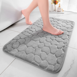 chakme Badematte Memoryschaum Badteppich Saugfähige Badvorleger Badezimmerteppich Duschmatte Deko Fussmatte rutschfeste Matte für Badezimmer Wohnzimmer 43×61 cm, Hellgrau Hellgrau 43×61 cm (Rechteckig) Angebot bei HelloDeals