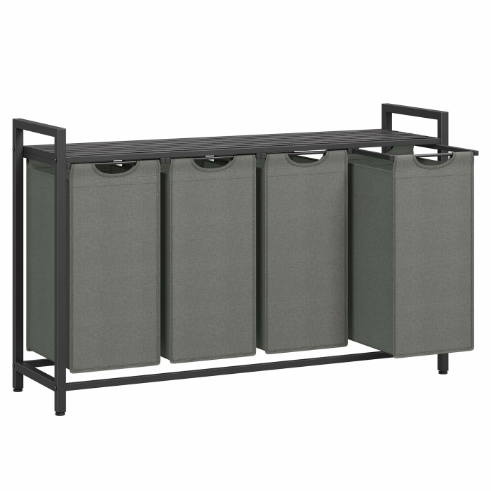 VASAGLE Wäschekorb 4 Fächer, Wäschesammler mit Ablage, Wäschebox, Wäschesack aus Oxford-Gewebe abnehmbar, Metallrahmen, 4 x 40 L, 116 x 33 x 72 cm, schiefergrau-anthrazitgrau BLH401G01 Schiefergrau + Anthrazitgrau 160 L (4 Fächer) Angebot bei HelloDeals