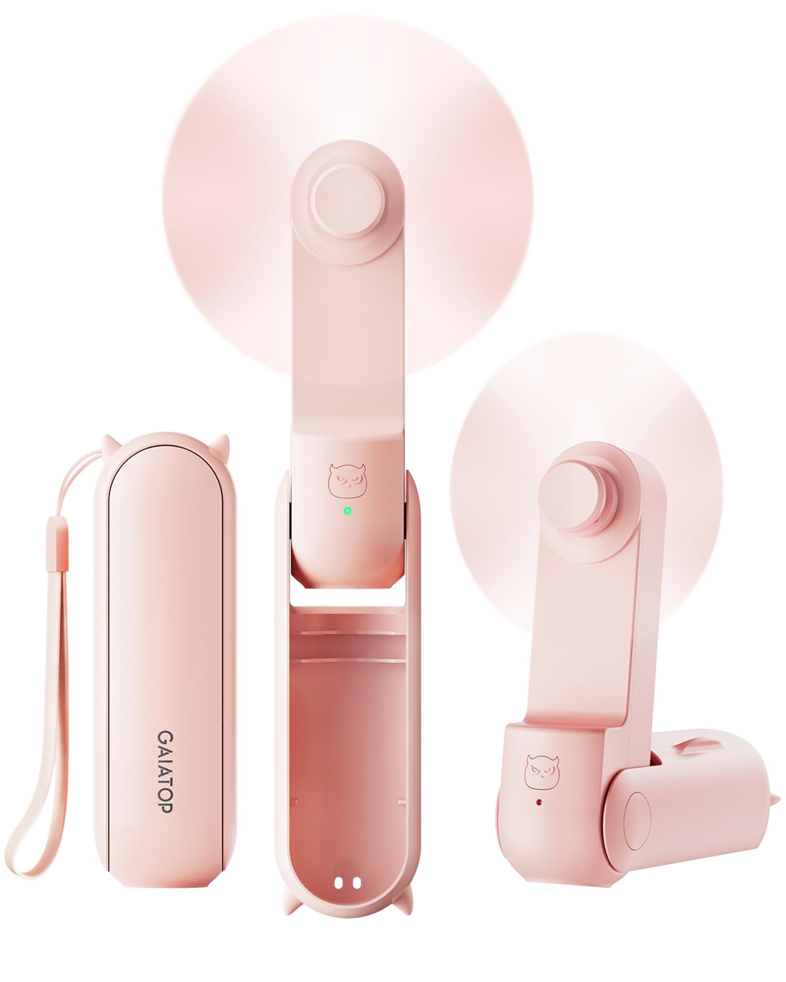 Gaiatop Tragbarer Ventilator Hand Ventilatoren, 3-in-1 Mini Ventilator mit Powerbank [Max. 17H Kühlzeit], USB-wiederaufladbar für Reisen, Konzerte, Make-up, Sommer Geschenke für Frauen Mädchen Rosa Angebot bei HelloDeals