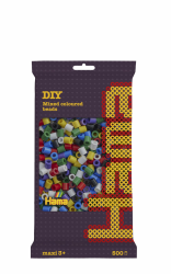 Hama Perlen 8470 Bügelperlen Beutel mit ca. 500 bunten Maxi Bastelperlen mit Durchmesser 10 mm im Volltonmix 1, kreativer Bastelspaß für Groß und Klein Stil: Hama Angebot bei HelloDeals