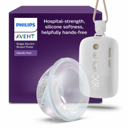 Philips AVENT Hands-free elektronische Einzelmilchpumpe, Motor in Krankenhausqualität, spiegelt den Trinkrhythmus des Babys wider, bis zu 85 Pumpbewegungen pro Minute, leichte Auffangschale, SCF531/11 Angebot bei HelloDeals