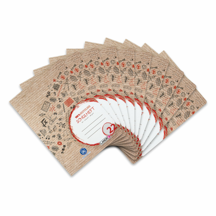 Landré Schulheft A4 Recycling, 16 Blatt, Lineatur 22, kariert, 10 Stück rot A4 Angebot bei HelloDeals