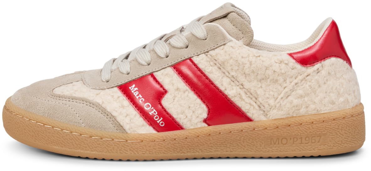 Marc OߴPolo Damen Sneaker flach mit Lederanteil Freizeit 39 EU Natural Shiny Red Angebot bei HelloDeals