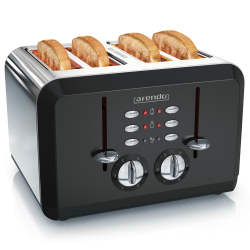 Arendo - Automatik Toaster 4 Scheiben in Edelstahl - bis zu vier Sandwich und Toast-Scheiben - Bräunungsgrad 1-6 - Aufwärm- und Auftaufunktion - Krümelschublade - 1630 Watt - GS zertifiziert A: Schwarz Angebot bei HelloDeals