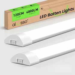 ALUSSO 2er Set LED Röhre 120cm, Superhelle 40W 4800lm Lichtleisten Integrierte Leiste, Farben Veränderbar Leuchtstoffröhre Kaltweiß Neutralweiß Warmweiß, Lichtleiste für Küche Garage Werkstatt Keller 2er Set 120cm - 4ft Angebot bei HelloDeals