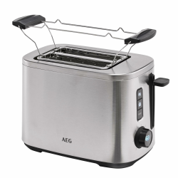 AEG Toaster Deli 5, 7 Toasteinstellungen, Countdown-Timer, Stopp-, Auftau-, Aufwärmknopf, Automatische Zentrierung, Cool-Touch-Gehäuse, Breite Schlitze, Krümelschublade, Edelstahl, T5-1-4ST Angebot bei HelloDeals