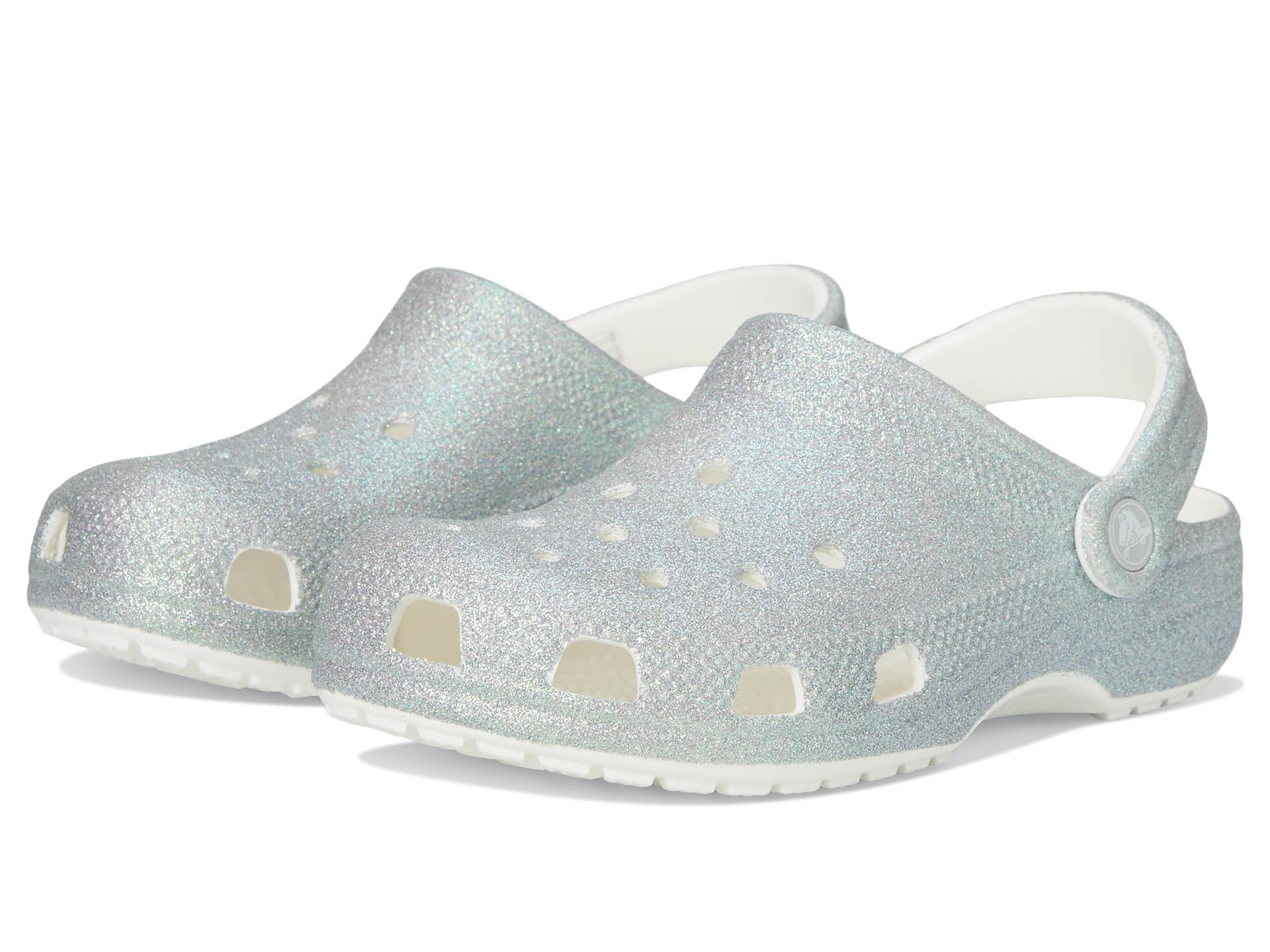 Crocs Unisex Kinder Classic Iridescent Glitter Clog K 33/34 EU Weiß Angebot bei HelloDeals