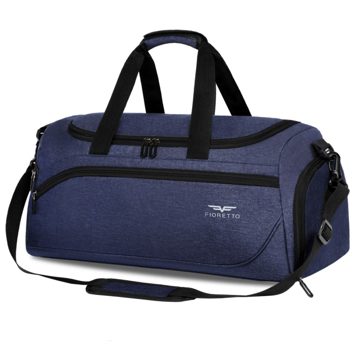 FIORETTO 50L Sporttasche & Reisetasche für Damen und Herren, mit Schuhfach & Nassfach, Wasserdicht Tasche für Trainingstasche, Gym, Travel, Schwimmen, Sauna, fußball Navy blau Navy Blau 50L Angebot bei HelloDeals