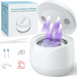 Ultraschallreinigungsgerät 45000Hz UV Ultraschallreiniger 200ML Dental Pod - Ultrasonic Cleaner für Zahnersatz, Retainer, Aligner Zahnschiene, Prothesen, Schmuck mit digitalem Timer Weiß Angebot bei HelloDeals