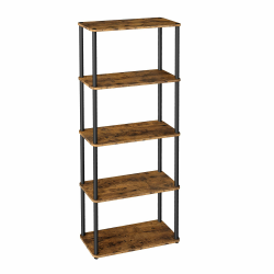 VASAGLE Superschnelle werkzeuglose Montage, Regal mit 5 Ebenen, Standregal, Aufbewahrungsregal, 23,8 x 60 x 139 cm, Wohnzimmer, Schlafzimmer, Küche, vintagebraun-tintenschwarz LLS165K01 5 Ebenen (60B cm) Angebot bei HelloDeals