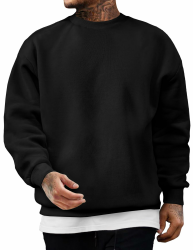 JMIERR Sweatshirt Herren Baumwolle Rundhals Hoodie Pullovers Winter Männer Soft Langarm Sweatshirts Loose Fit A Schwarz M Angebot bei HelloDeals