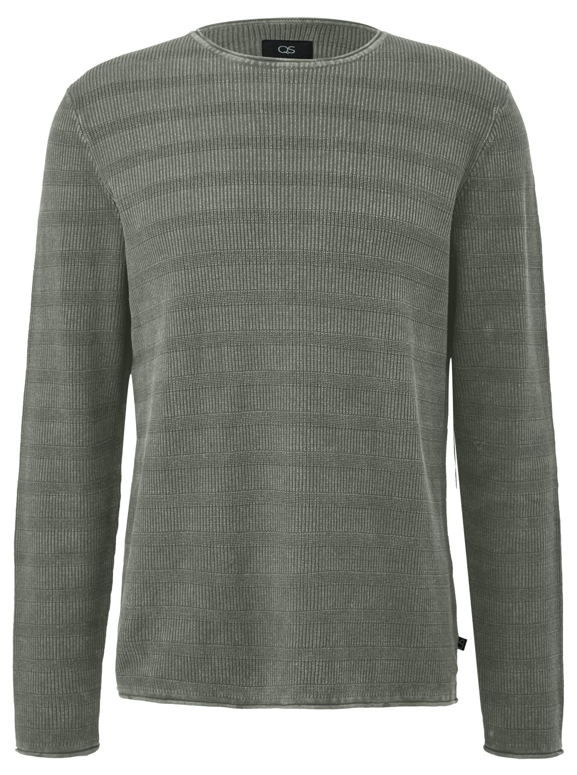 QS Gewaschener Strickpullover mit Rippstruktur M Olivgrün Angebot bei HelloDeals