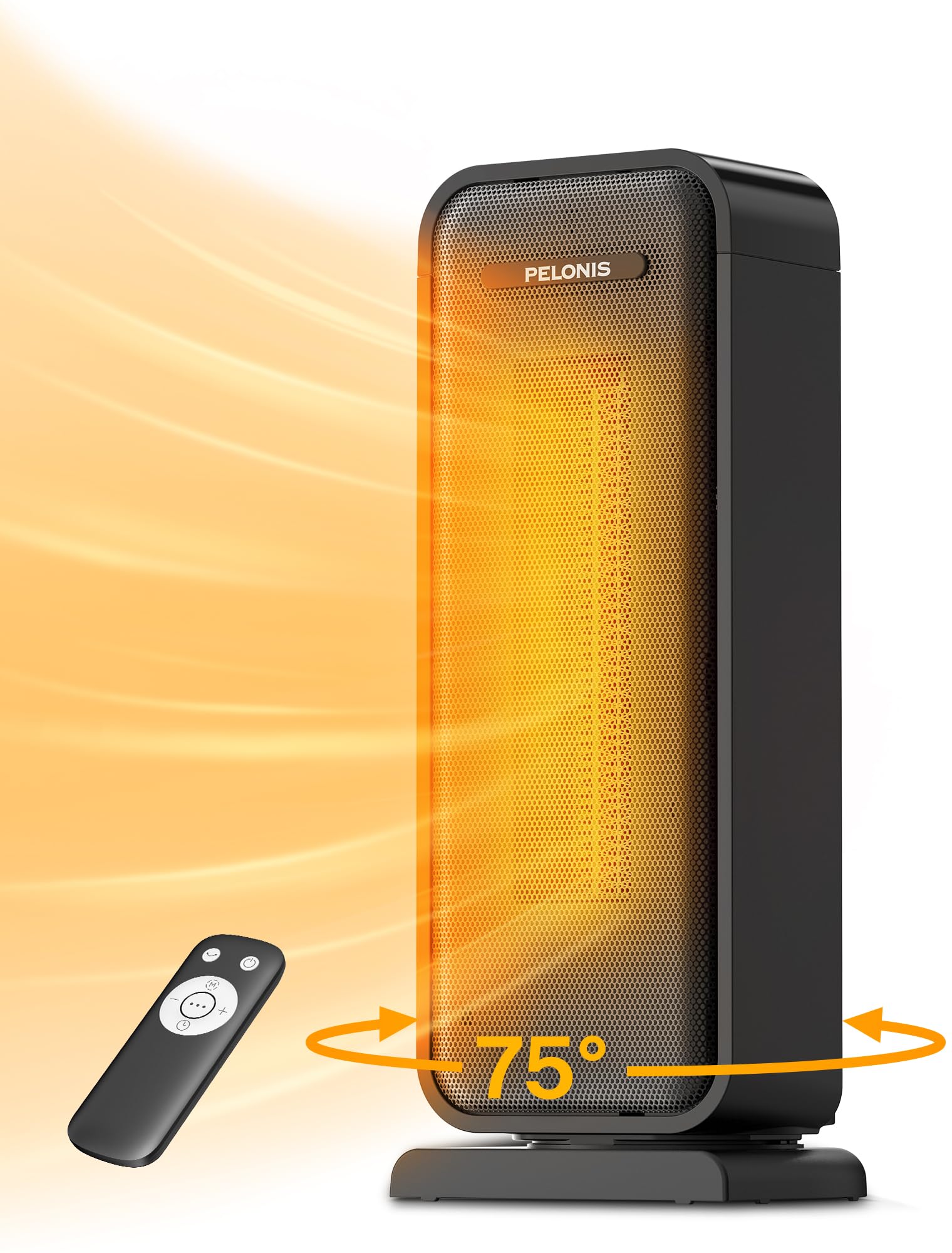 PELONIS Elektrische Heizung, 2000 W energieeffiziente, raumsparende Raumheizung, tragbare Keramik Heizlüfter, 2 Einstellungen Thermostat, 12-Stunden-Timer, Kipp- und Überhitzungsschutz, Turmheizung Schwarz 20hr 41CM Angebot bei HelloDeals