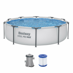Bestway Steel Pro Max™ Frame Pool-Set, rund, mit Filterpumpe 305 x 76 cm Single Angebot bei HelloDeals